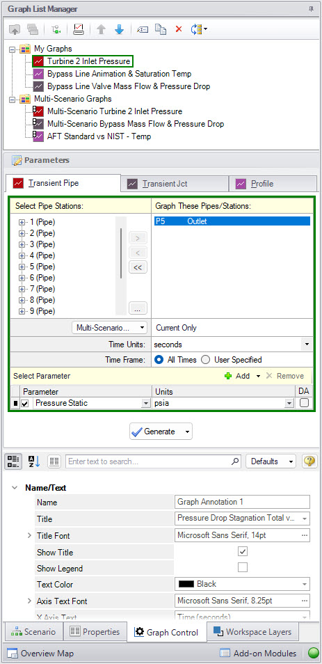 Graph Control Tab in the Quick Access Panel while a Graph Annotation is selected